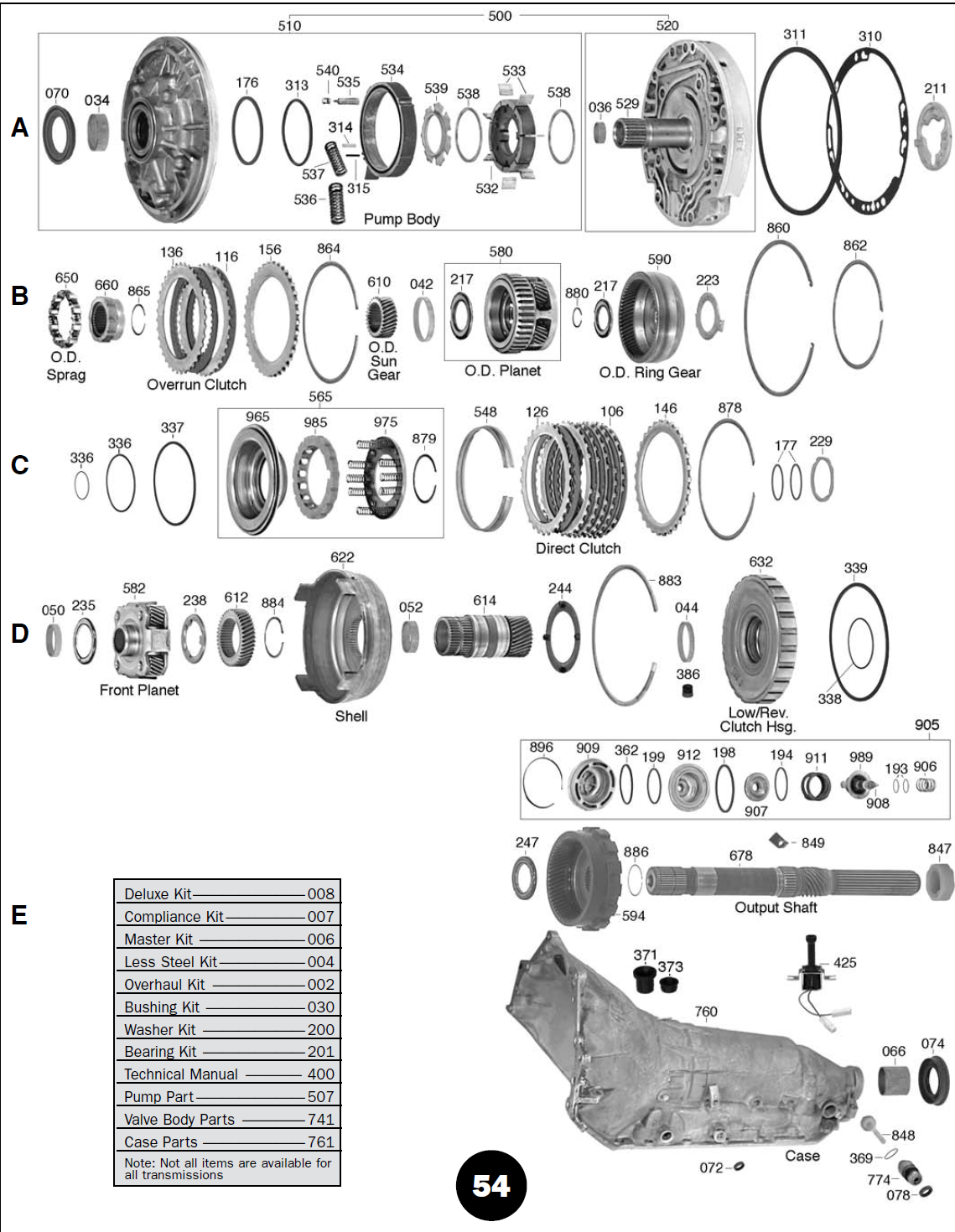 TH200 Комплекты фрикционов Запасные части на АКПП ... 4t45e transmission parts diagram 